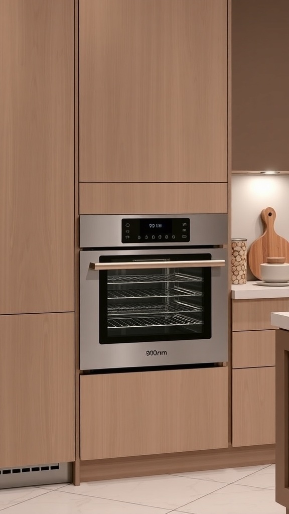 900mm Built-in Oven for Kitchen A stylish 900mm built-in oven in a modern kitchen with marble countertops and contemporary cabinetry.